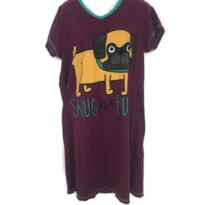 Snug as a Pug Night Shirt Small/Medium